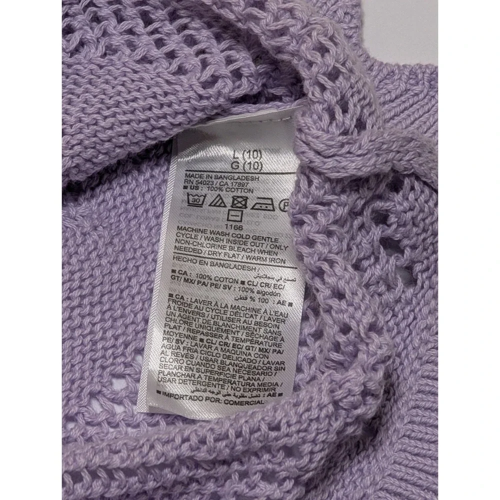 Old Navy Girls Large 10 Lavender‎ Purple Pointelle Knit Halter Tank Top Scallop